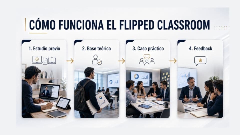 Infografía sobre cómo funciona el flipped classroom